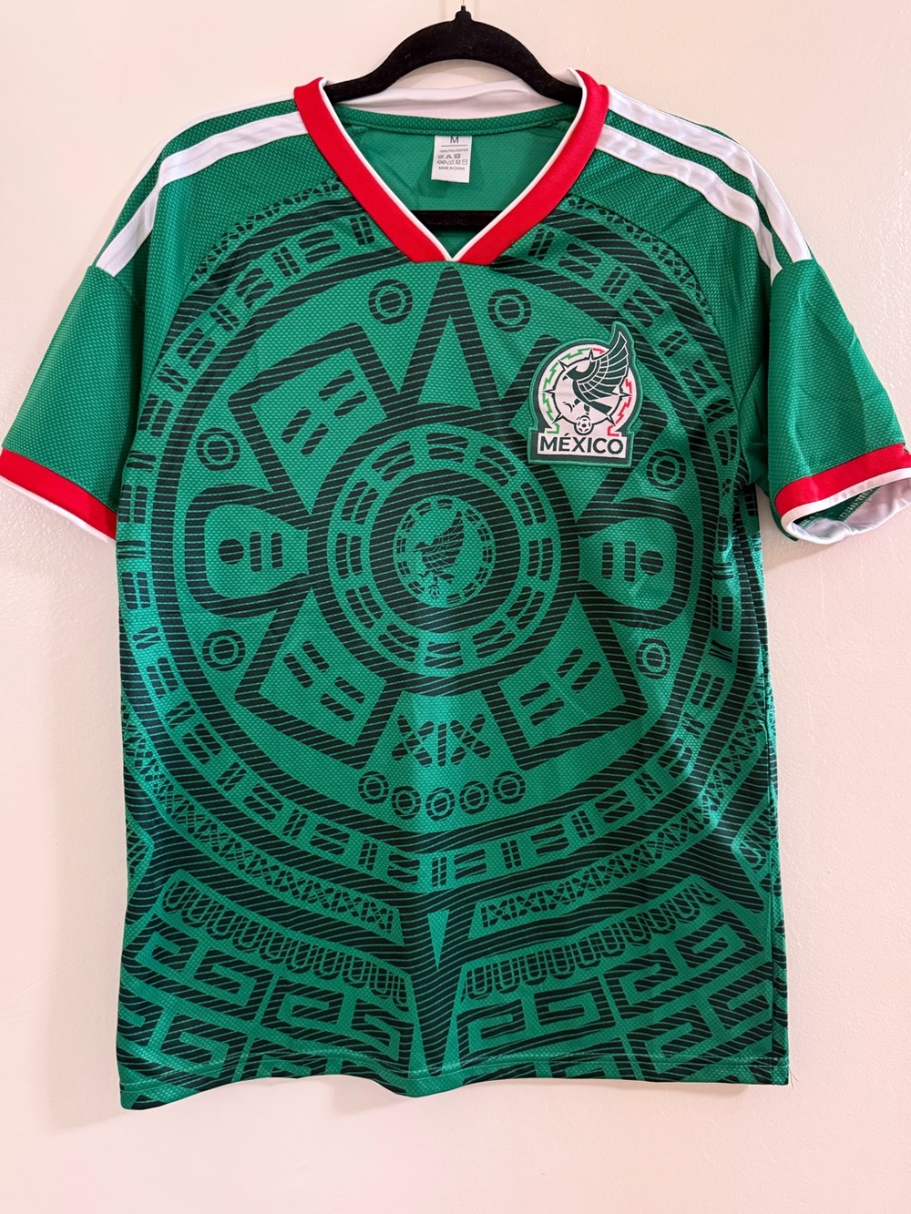 Mexico Green Graphic Soccer Jersey with Red Trim